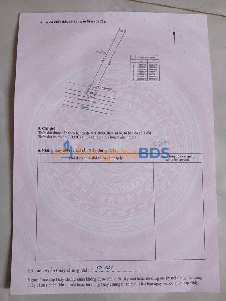 Đất nền mặt tiền Lộ Bốn Tổng, Thới Lai - 900m² giá 1.7 tỷ