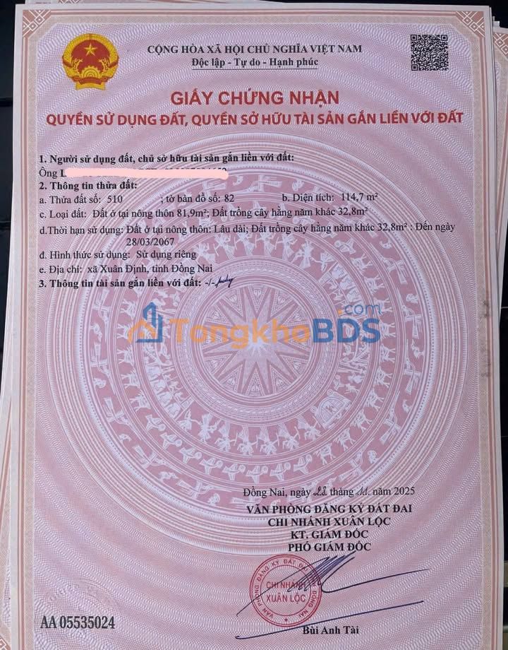 Bán Đất Mặt Tiền Đường Nhựa Xuân Định, Đồng Nai - 100m² Giá Chỉ 4xx Triệu