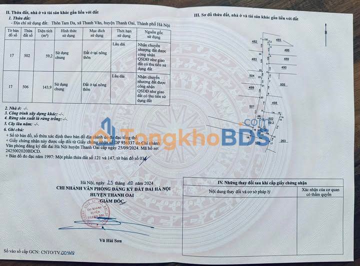 Đất thổ cư Tam Đa Thanh Văn 59m² 4 tỷ - Ôtô 7 chỗ vào