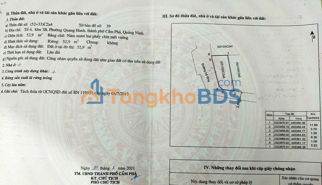 Đất Nền 52.9m² Ô Góc Cẩm Phả - Sổ Đỏ Sang Tên Nhanh