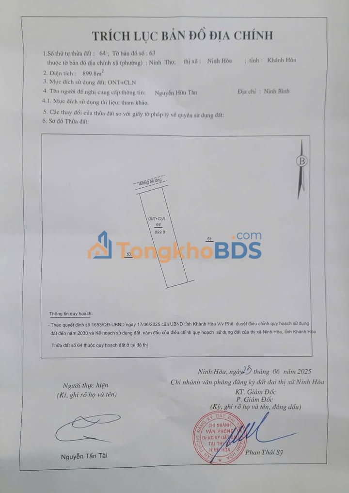 Bán Đất Ninh Thọ, Khánh Hòa 899.8m² - Mặt tiền đường nhựa, tiềm năng lớn