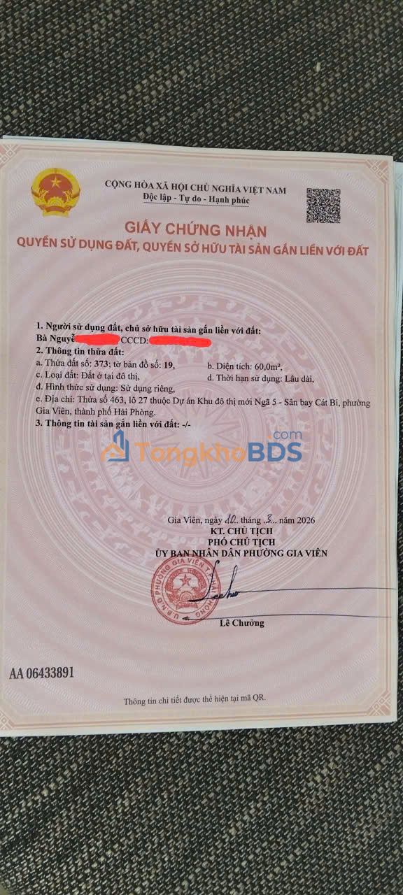 Bán đất TĐC Lê Hồng Phong, Ngô Quyền, Hải Phòng - 60m² - Giá 6.6 tỷ