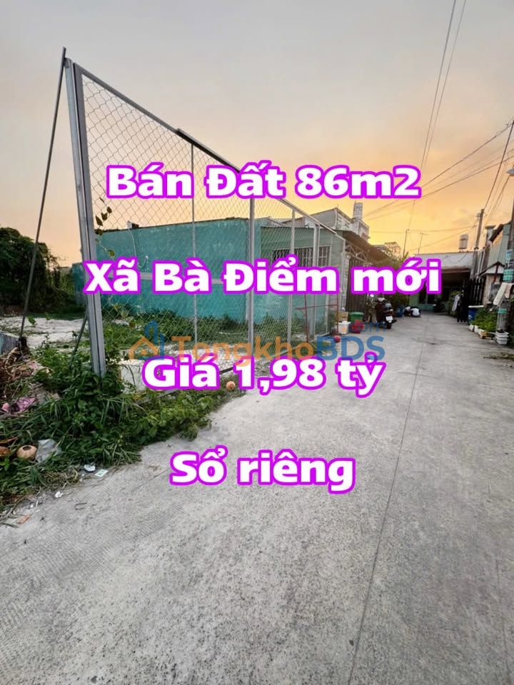 Đất Vị Trí Vàng Xã Bà Điểm Hóc Môn 86m² - Sổ Hồng Riêng - Giá 1.98 Tỷ