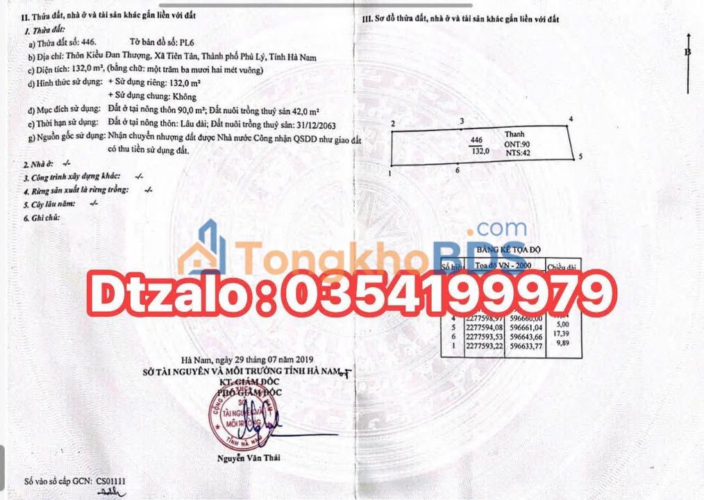 Đất nền Kim Bảng, Hà Nam 132m² - Đầu tư tiềm năng, giá 2.8 tỷ