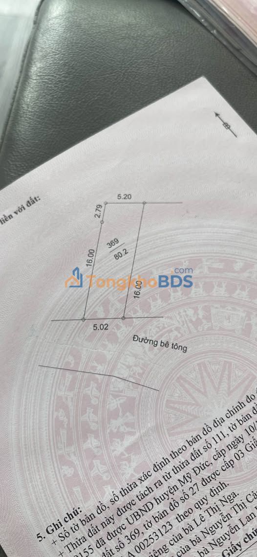 Đất Sổ Đỏ Chính Chủ 80m² Mỹ Đức - Ô Tô Vào Tận Đất