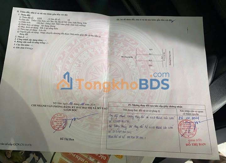 Đất nền Cẩm Xá Mỹ Hào 101m² 3xxty - Sổ đỏ chính chủ