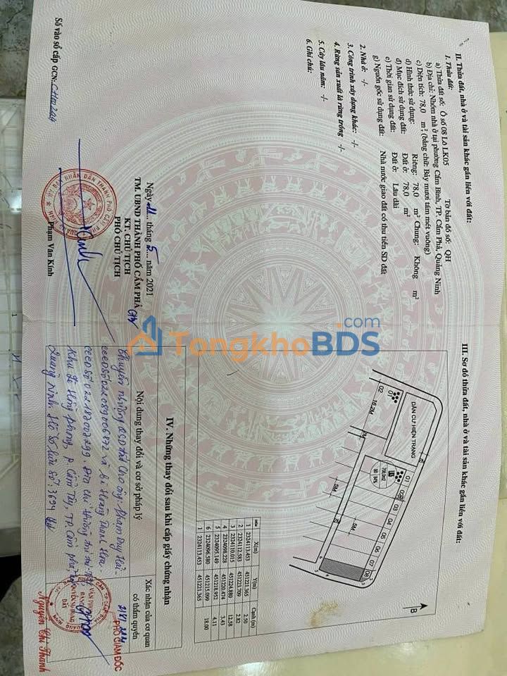 Đất Lô Góc Kinh Doanh Cẩm Phả - 78m² Hướng Bắc/Đông