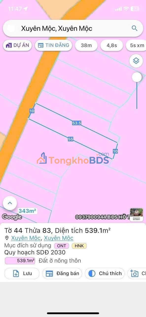 Bán đất Xuyên Mộc BRVT 540m² giá 1.78 tỷ - Sẵn sàng xây nhà vườn