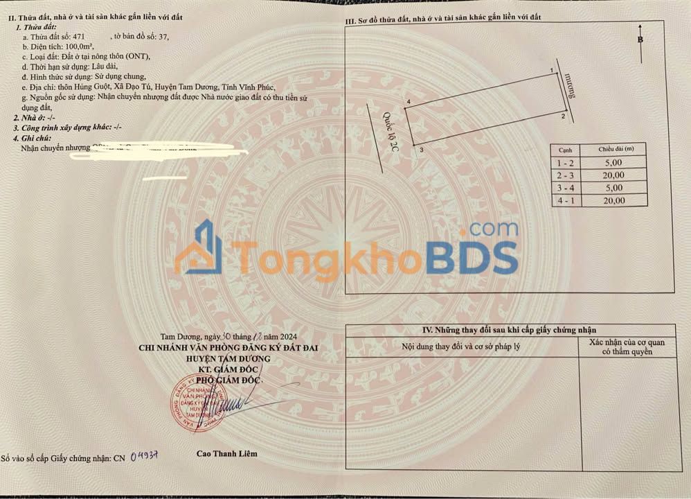Đất nền Tam Dương Vĩnh Phúc 100m² - Sẵn sổ, kinh doanh sinh lời