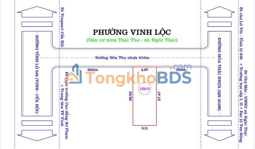 Đất Mặt Tiền Đường Hòa Thọ, Nghi Thái - 136m² Kinh Doanh Đắc Lợi