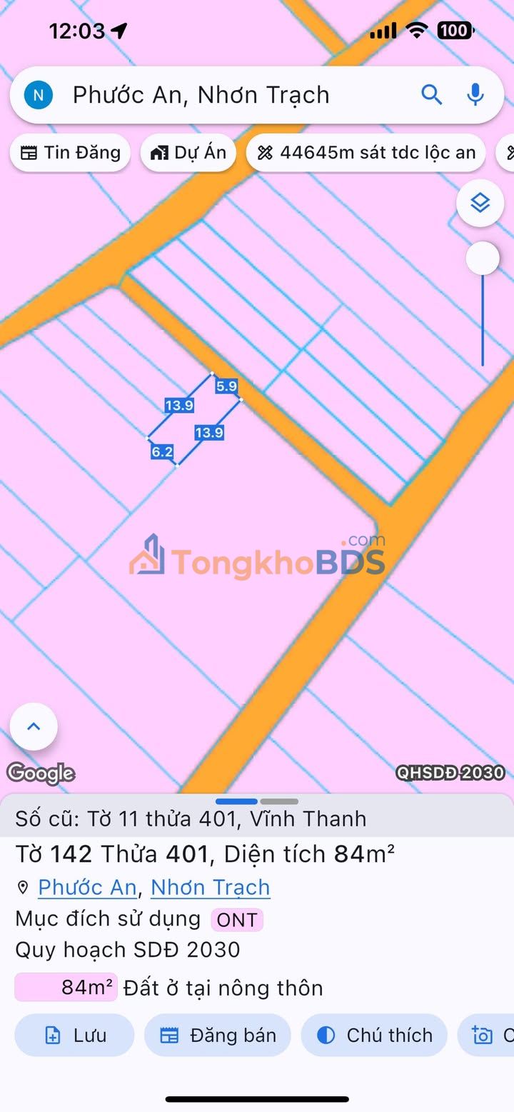 Đất Nền Nhơn Trạch 84m² - Sổ Hồng Thổ Cư, Giá 1.35 Tỷ - Bán Gấp