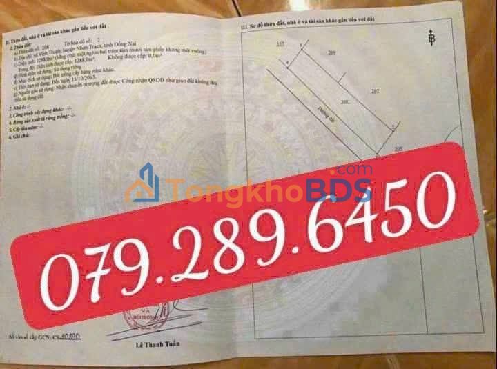 Đất Nền Nhơn Trạch 1288m² - Sổ Hồng Chính Chủ, Đường Ô Tô