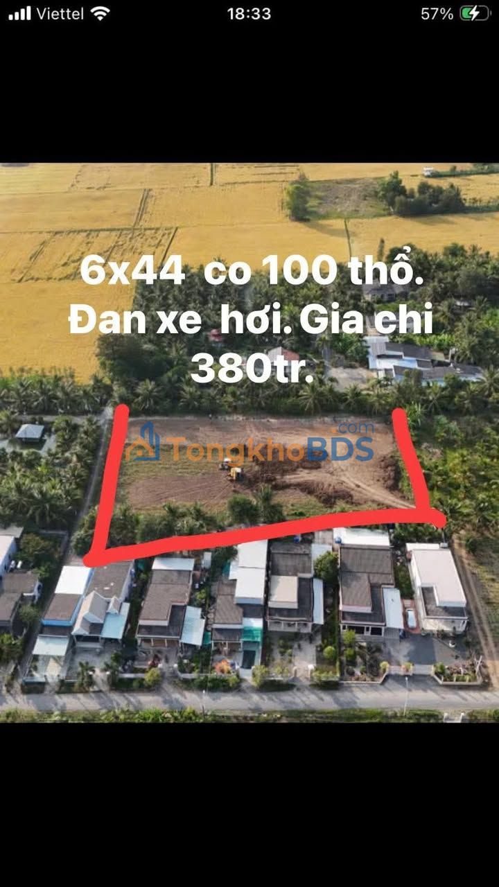 Đất nền Gò Công Đông 264m² - Mặt tiền xe hơi, giá chỉ 380 triệu