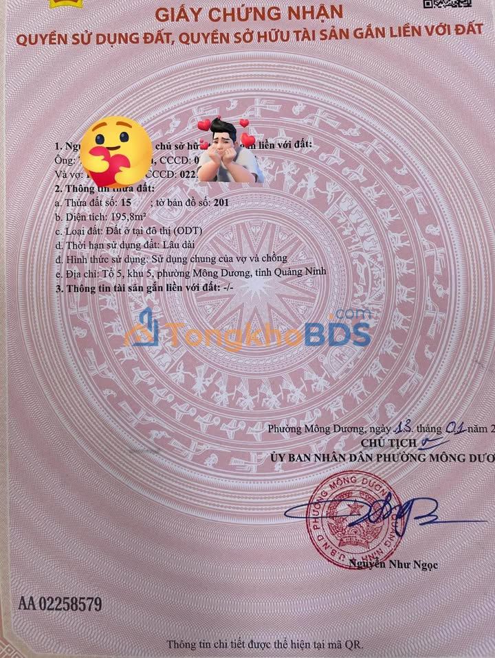 Bán đất 195.8m² Phường Mông Dương, Cẩm Phả - Tặng nhà đẹp, ô tô đỗ sân