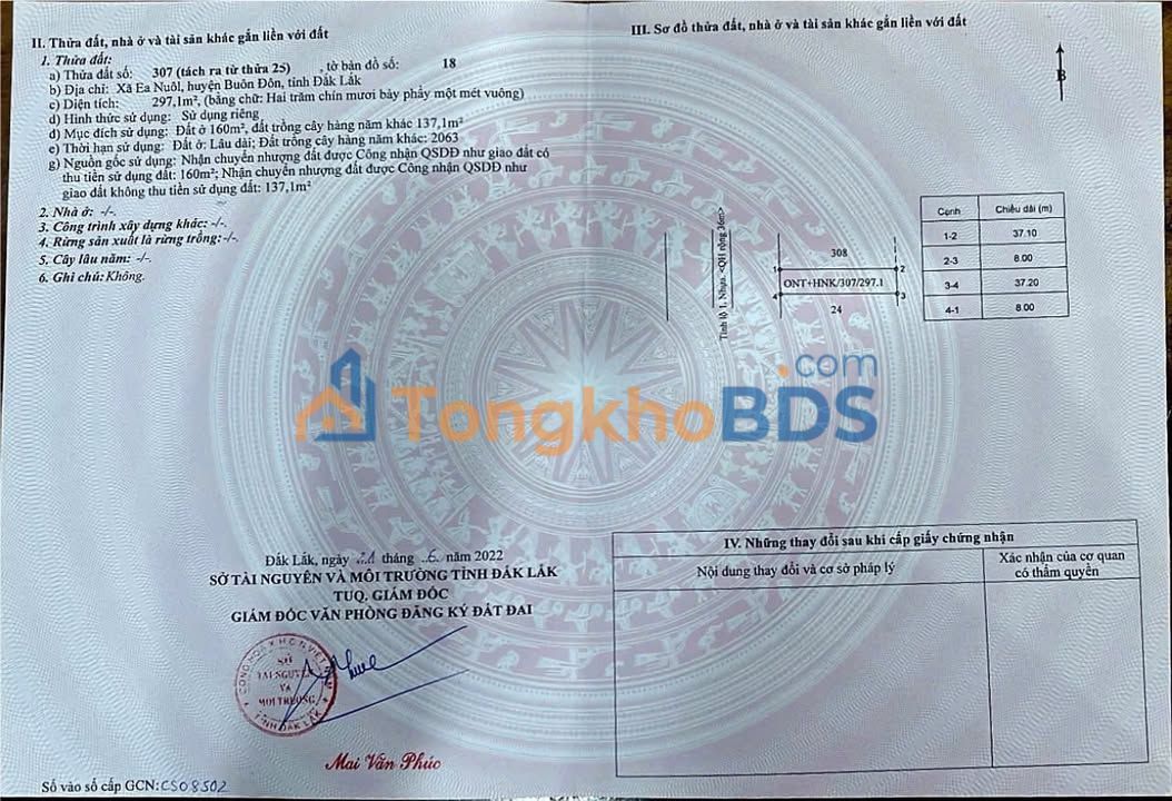 Đất nền mặt tiền Tỉnh Lộ 1, Buôn Đôn - 304m² - Giá 2 tỷ, kinh doanh/ở/kho