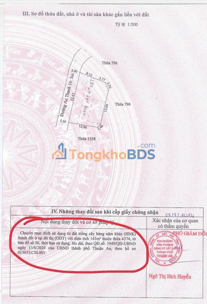 Đất Vàng Thuận An - 286m² Mặt Tiền An Thạnh 16, Cạnh THPT Trịnh Hoài Đức, Giá 8 Tỷ