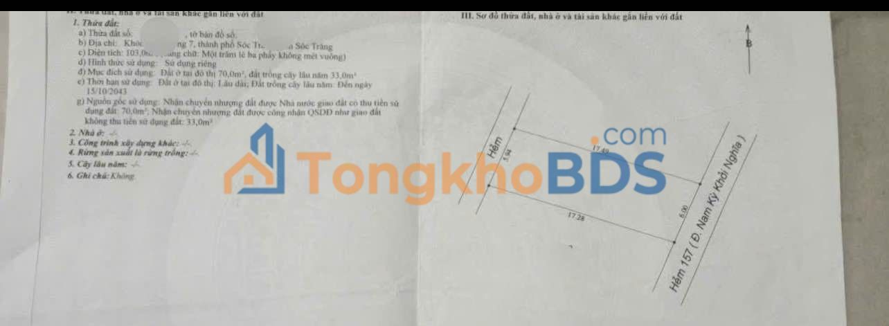 Đất Nền 2 Mặt Tiền Nam Kỳ Khởi Nghĩa, Sóc Trăng - 102m² Giá Tốt