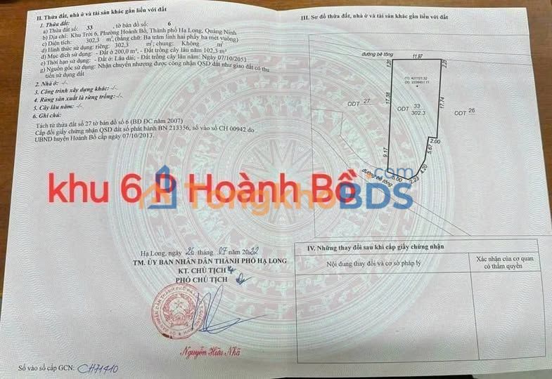 Bán Đất Trới 302m² - 2 Mặt Đường Nguyễn Trãi, Hạ Long - Giá Tốt