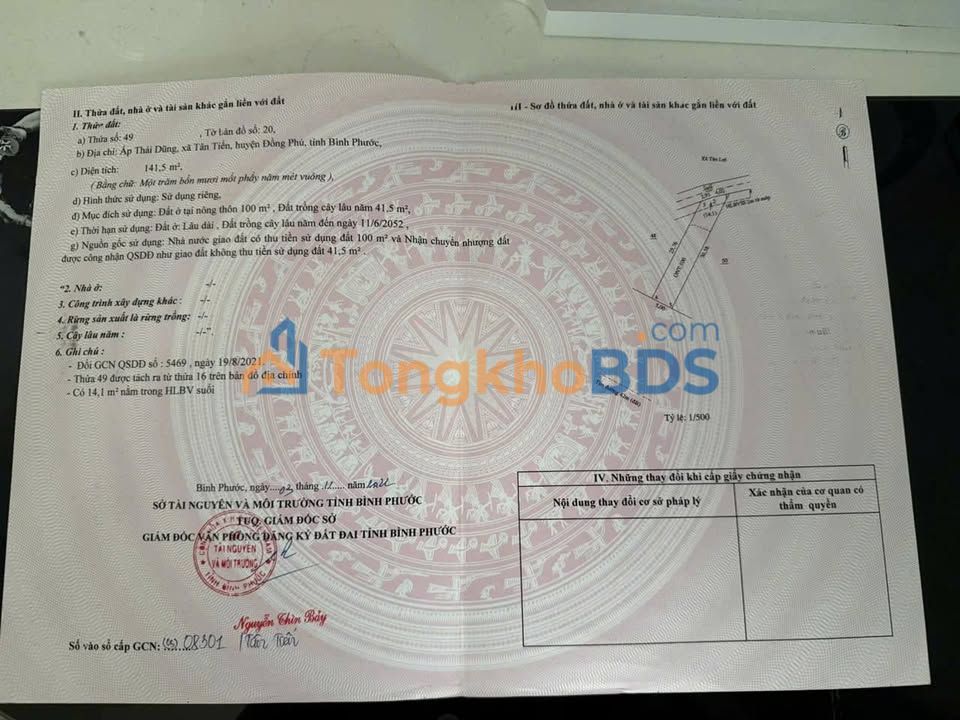 Bán Gấp Đất 150m² Thổ Cư Đồng Phú, Bình Phước - Giá 500 Triệu