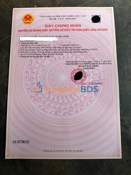 Bán Đất Thổ Cư 100m² Ấp Cây Liễu, Dầu Tiếng - Sổ Hồng Sẵn Sàng