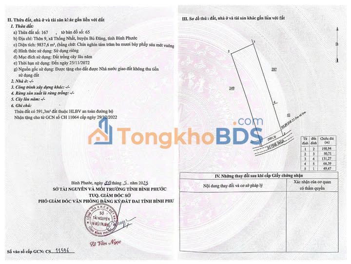 Đất nền Thôn 9 Bù Đăng 9837m² 4.5 tỷ - Đường to ô tô