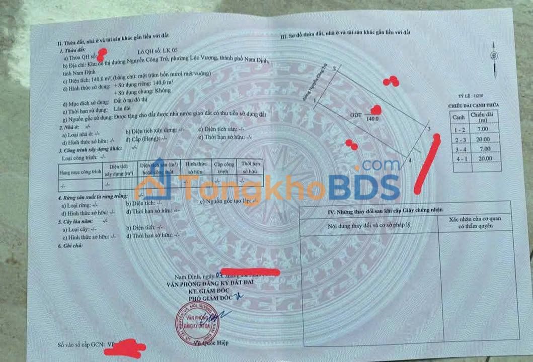 Đất LK5 Nguyễn Công Trứ Nam Định 140m² - Đối diện TTTM