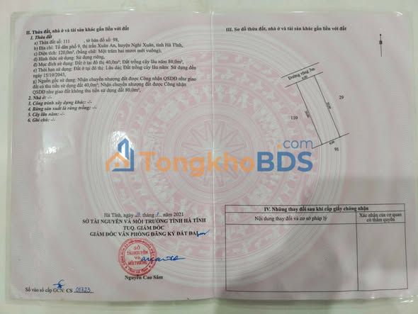 Bán Gấp Đất TT Xuân An, Nghi Xuân: 120m² Mặt Tiền Đường 4m - Giá 1.1 Tỷ