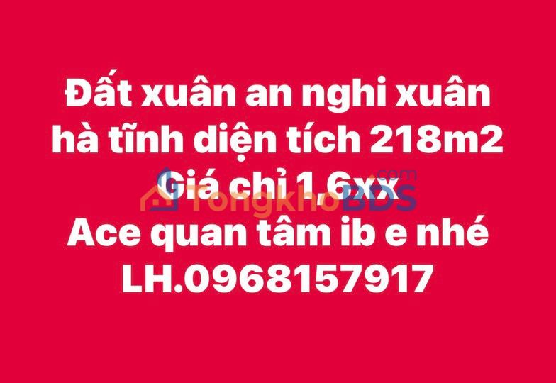 Đất nền 218m² Xuân An, Hà Tĩnh - Sổ đỏ sẵn sàng, đầu tư sinh lời
