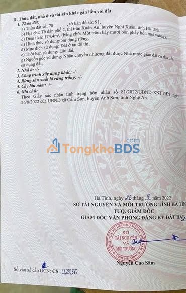 Đất Thổ Cư 175m² Nghi Xuân - Sổ Hồng Sẵn Sàng - Giá 2.4 Tỷ