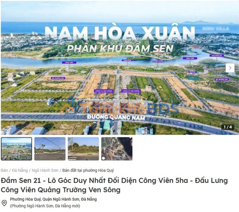 Đất nền Đầm Sen 21 Đà Nẵng - Lô Góc 167.6m² View Công Viên 5ha