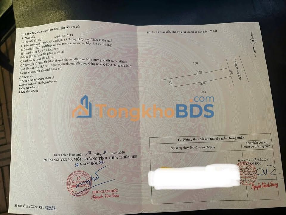 Đất nền 163m² Kiệt Quang Trung, Phú Bài - Giá 1.4 tỷ, Sẵn Sổ Hồng