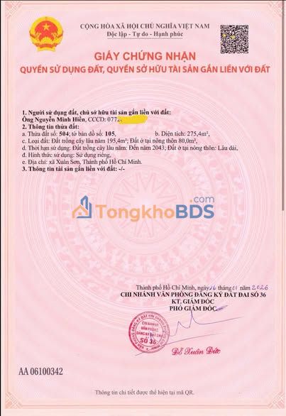 Đất Nền Xuân Sơn Châu Đức 275.4m² Sổ Hồng - Giá Đầu Tư 520 Triệu