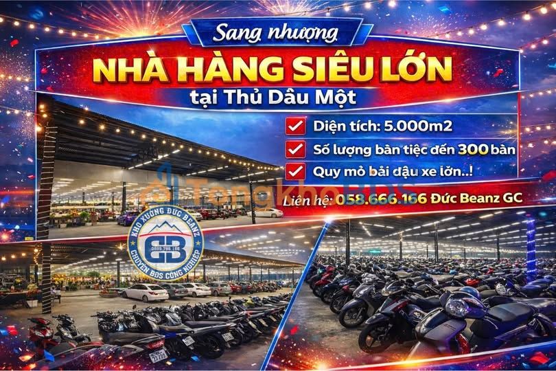 Sang Nhà Hàng 5000m² Thủ Dầu Một - Sẵn Sàng Kinh Doanh