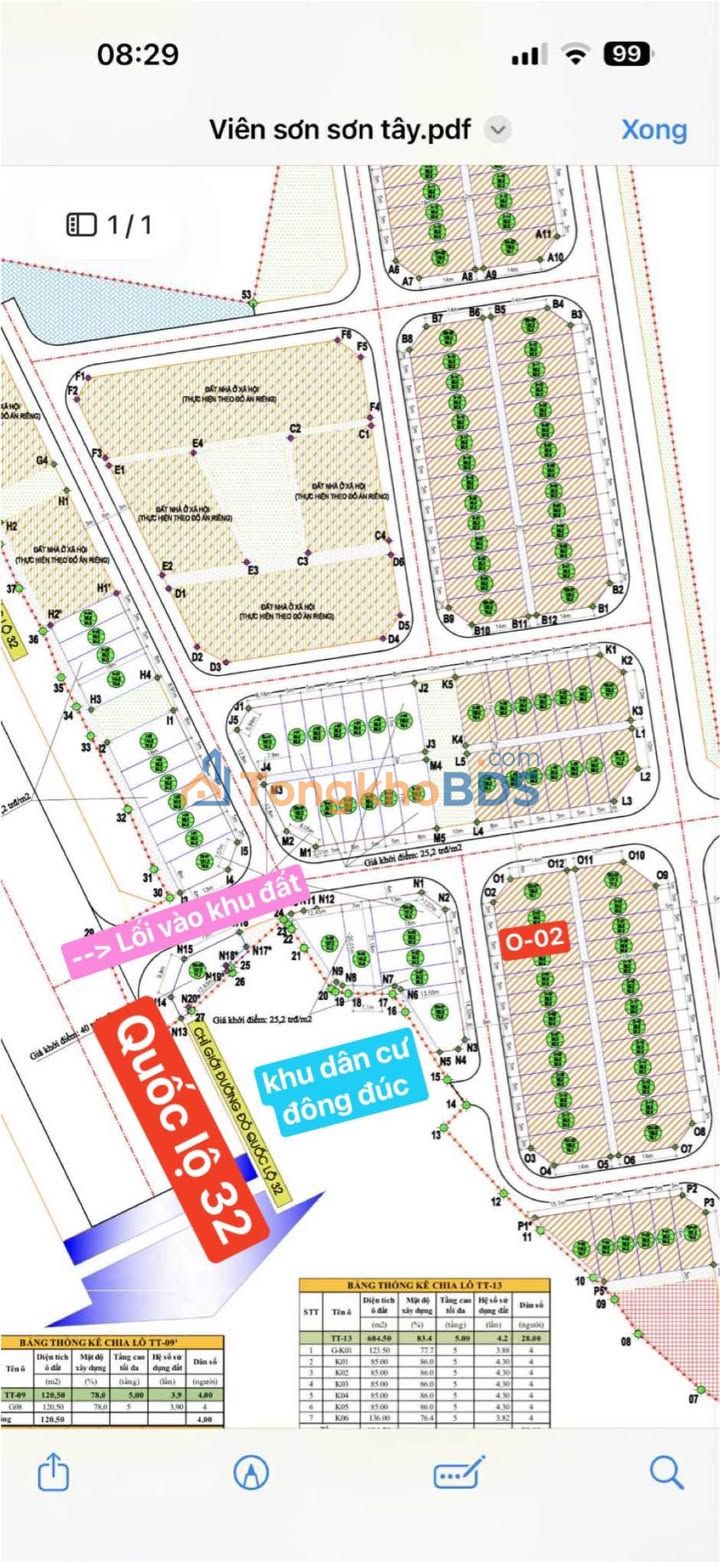 Đất nền Đồng Quân, Sơn Tây - 95m², Sổ đỏ, Gần Quốc lộ 32