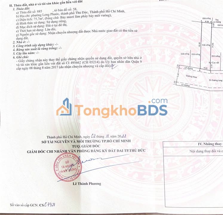 Đất thổ cư 75.7m² TP. Thủ Đức - Sổ hồng riêng, giá 3.6 tỷ TL