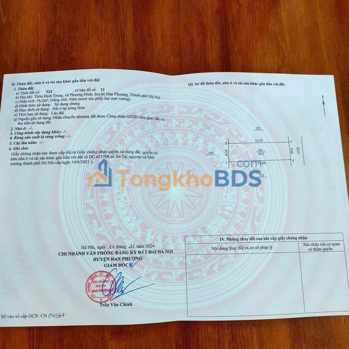 Đất nền Đan Phượng 56.2m² - Sổ đỏ sẵn, ô tô vào nhà, giá tốt