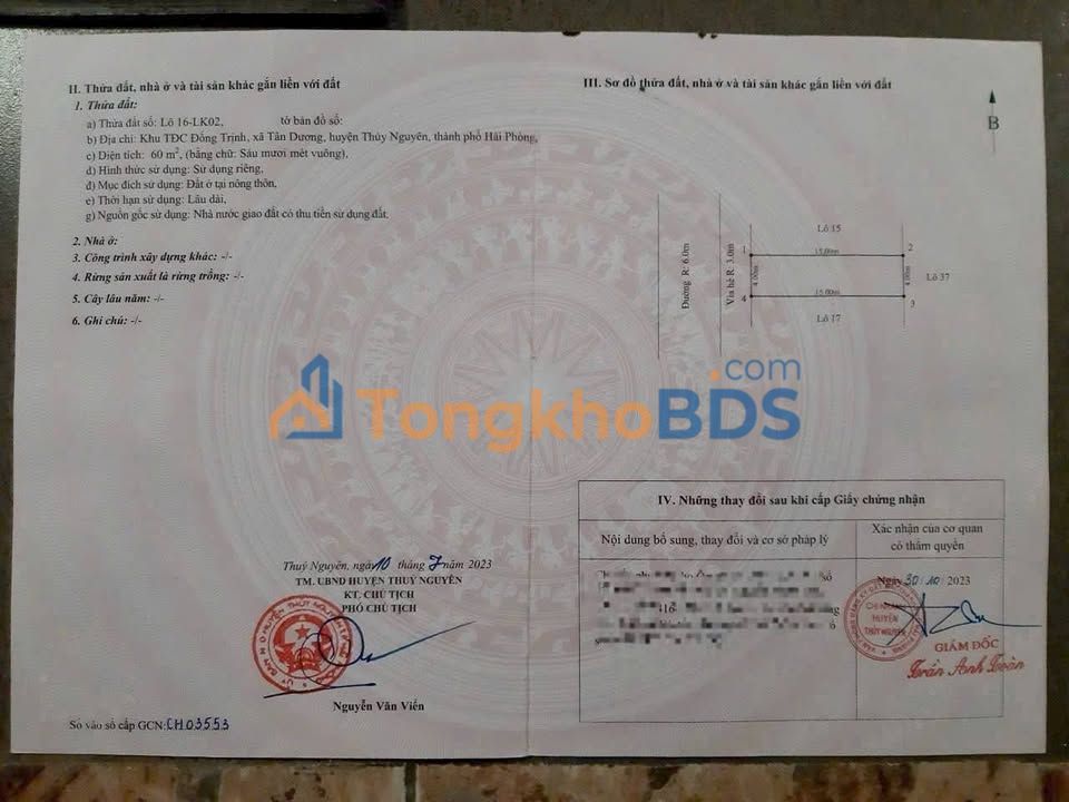 Bán lô TĐC Đống Trịnh 60m² hướng Tây - Hơn 3 tỷ, Hải Phòng