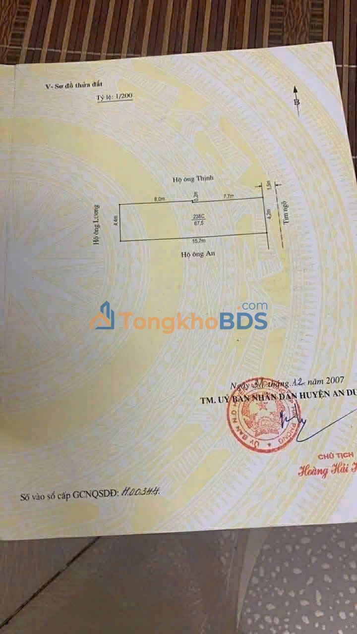 Bán đất Huyện An Lão, Hải Phòng 67.5m² - Vị trí trung tâm, gần trường, KCN