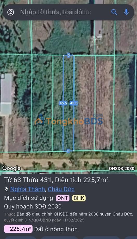 Đất nền Củ Chi 225m² giá 1.25 tỷ - Đất thổ cư 100%