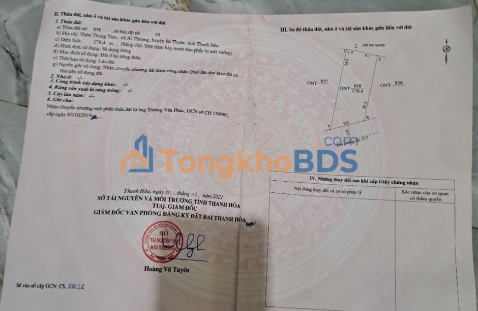 Đất Mặt Tiền QL 217 Bá Thước 178m² - Giá Đầu Tư Hấp Dẫn