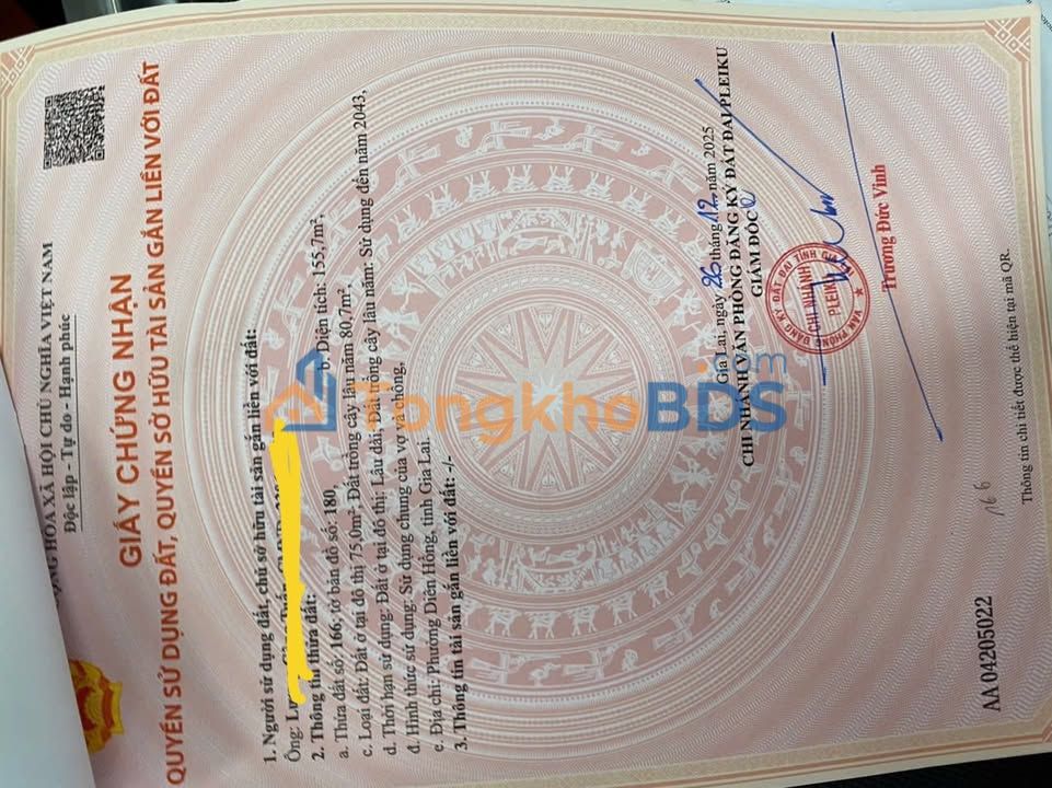 Bán Đất Phường Diên Hồng, Pleiku 75m² - Sổ Đỏ ODT - Gần Trường Cao Đẳng Gia Lai