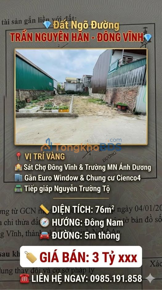 Đất Nền Vị Trí Vàng Trần Nguyên Hãn, Vinh - 76m² Sổ Đỏ Sẵn Sàng