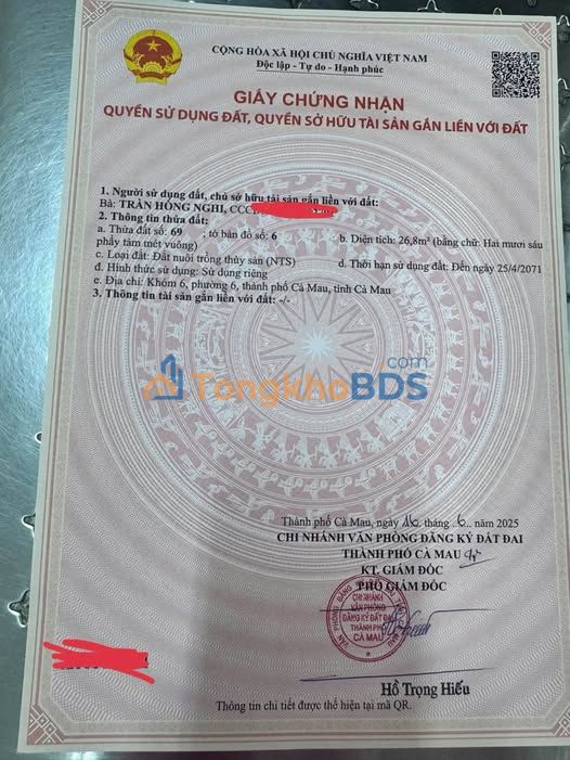 Đất nền Cà Mau Đầm Dơi 26m² 430 triệu - Sổ đỏ sẵn