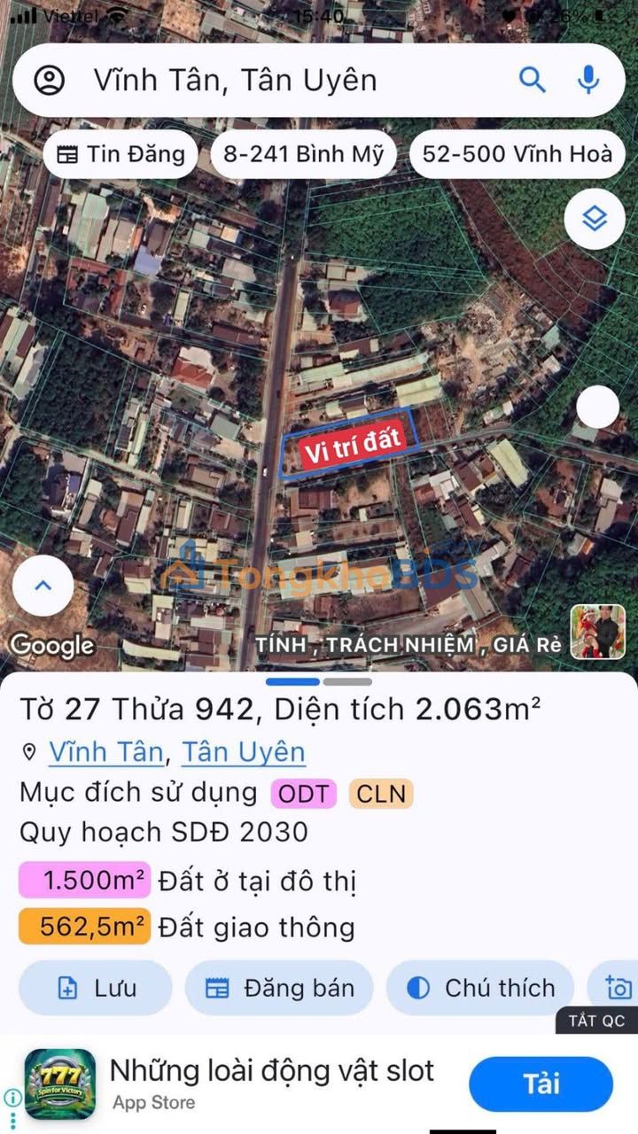 Bán Đất Vĩnh Tân 253m² - Sổ Hồng Thổ Cư, Giá Tốt