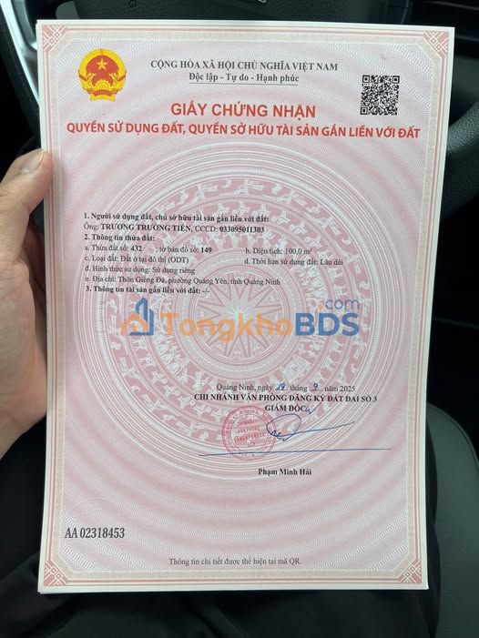 Bán đất nền 100m² Quảng Yên, Quảng Ninh - Giá chỉ hơn 800 triệu