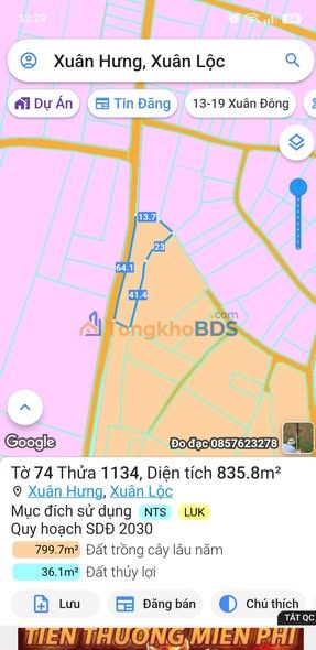 Đất Xuân Lộc Đồng Nai 2300m² - Mặt tiền 64m, Sổ hồng sẵn sàng