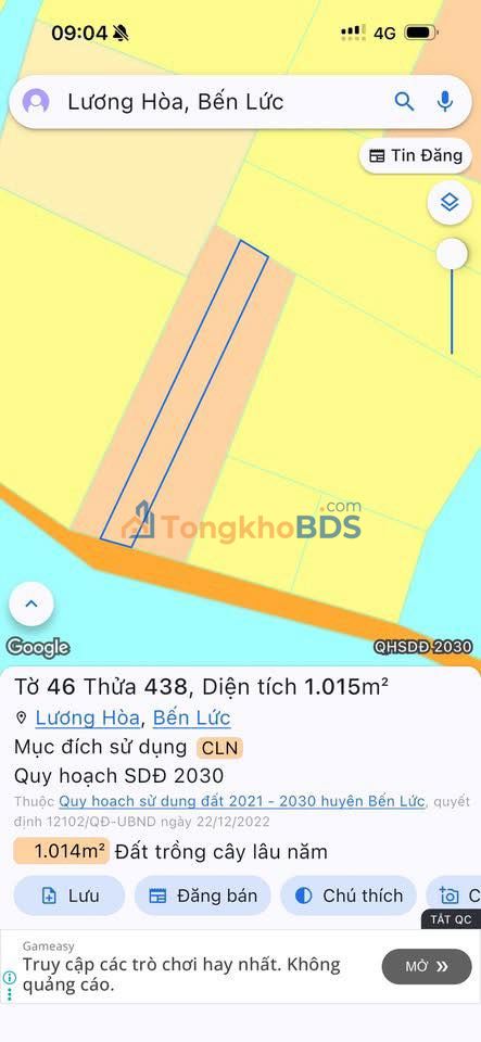 Đất Lương Hòa Bến Lức 1000m² 1.35 tỷ - Sổ đỏ chính chủ