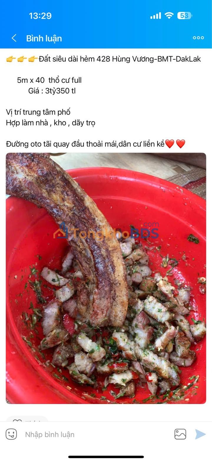 Đất nền Hẻm 428 Hùng Vương Buôn Ma Thuột 200m² 3.35 tỷ - Đường to ô tô