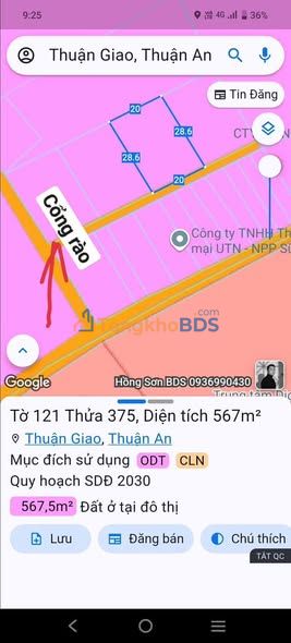Đất nền Thuận Giao Bình Dương 567m² giá 7 tỷ - Sổ đỏ chính chủ