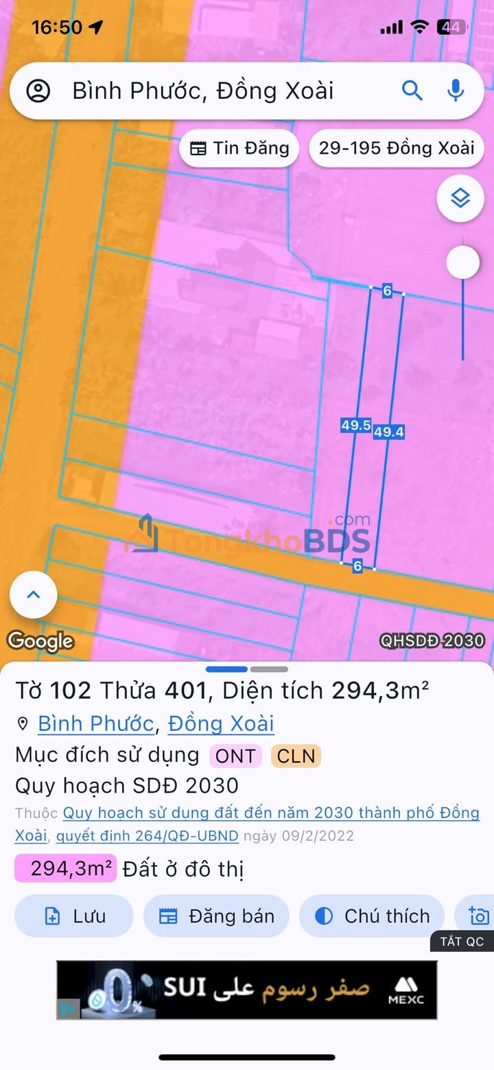 Bán đất 282m² Ấp 6, Tam Phước, Biên Hòa - Sổ hồng sẵn, giá 1.05 tỷ